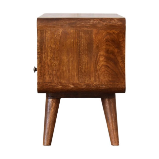 Wood Compact Media Stand With Drawers and Open Storage For Sale - Image 7 of 8