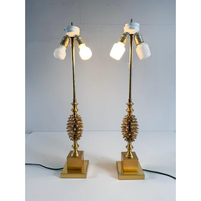 Hollywood Regency Pine Cone Table Lamps from Maison Charles, France, 1970s, Set of 2 For Sale - Image 6 of 18