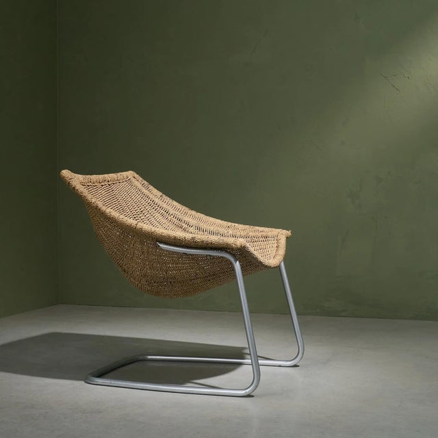 Tubular Cantilever Lounge Chair with Sisal Webbing, Netherlands For Sale - Image 12 of 12