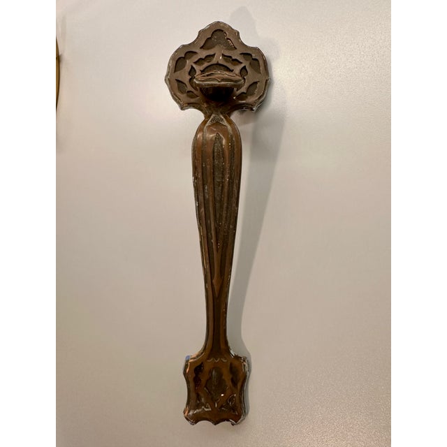 Spanish Revival Solid Brass Entry Hardware Set – Penn Spain, Ornate Vintage For Sale - Image 4 of 16