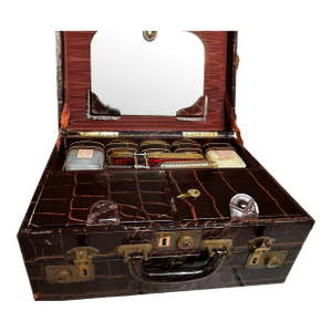 Vintage Embossed Leather Gentlemen's Travel Vanity Case Circa 1920'-30's