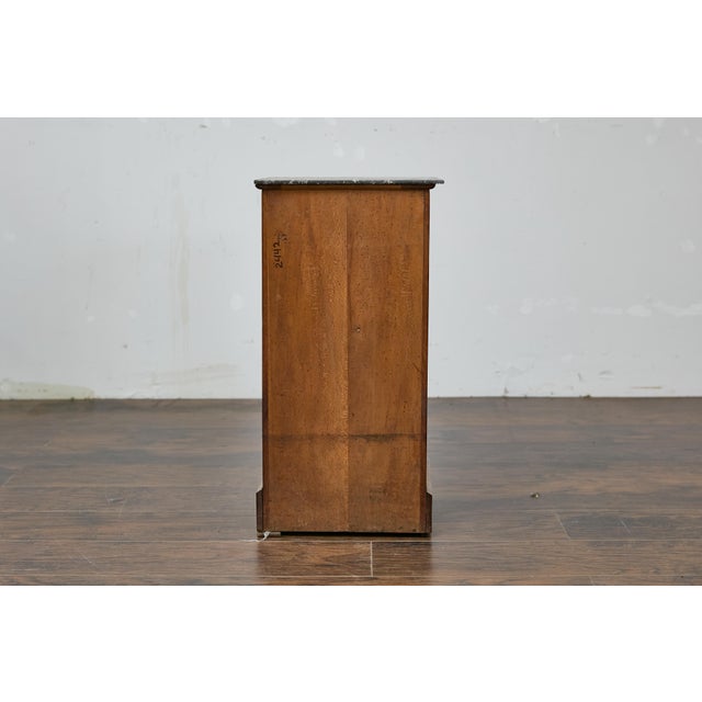 French Circa 1900 Walnut Small Cabinet with Marble Top and Single Door Storage For Sale - Image 12 of 12