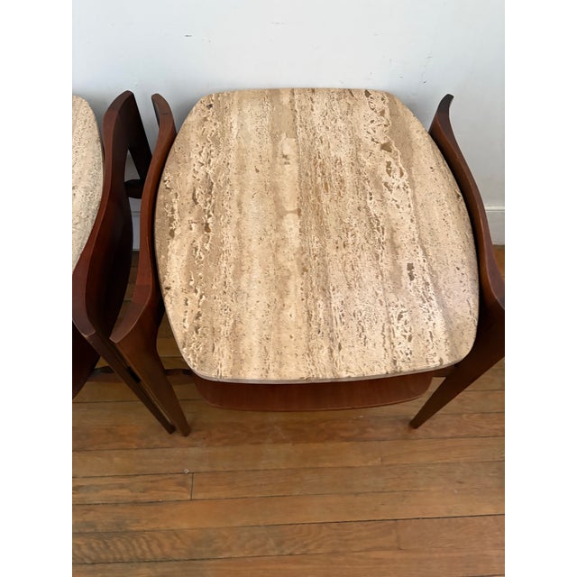 Bertha Schaefer Walnut W/Travertine Side/End Table, 1960 For Sale - Image 4 of 6