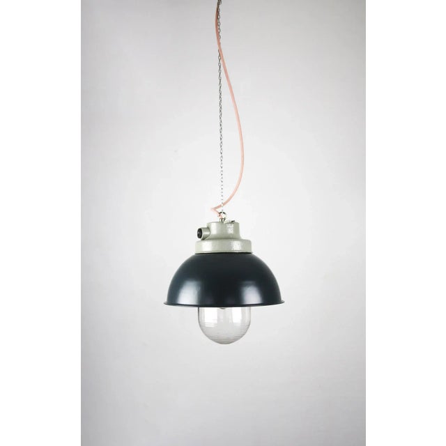 Vintage Anthracite Industrial Pendant Lamp from TEP For Sale - Image 13 of 13