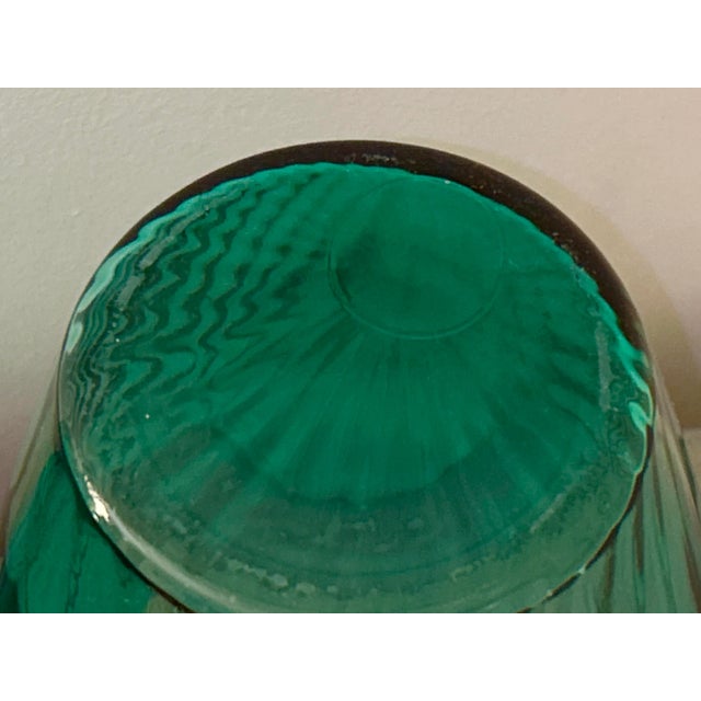 Anchor Hocking Teal Green Glass Vases - A Pair For Sale - Image 9 of 10