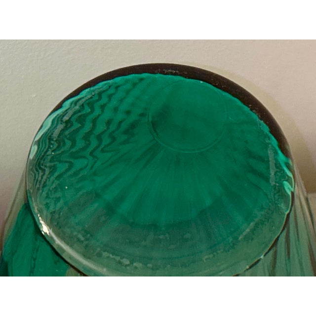 Vintage Anchor Hocking Teal Green Glass Vases - A Pair For Sale - Image 9 of 10