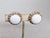 Mid-Century Modern Vintage 1960s Signed Kramer Round White Cabochon Rhinestone Clip Earrings-2 Pieces For Sale - Image 3 of 7