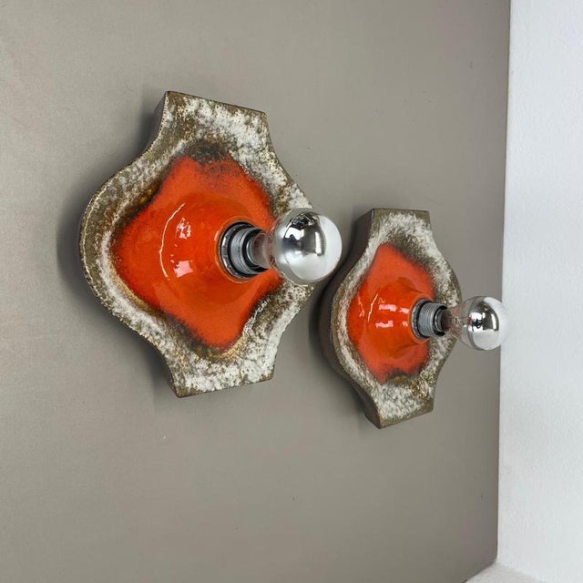 Pop Art Ceramic Fat Lava Wall Lights from Hustadt Lights, Germany, 1970s, Set of 2 For Sale - Image 3 of 16