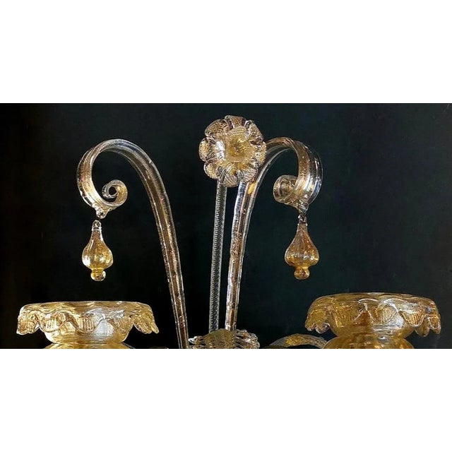 1950s Art Nouveau Italian Murano Glass Wall Sconce in Blown Glass and Gold, 1950s For Sale - Image 5 of 13