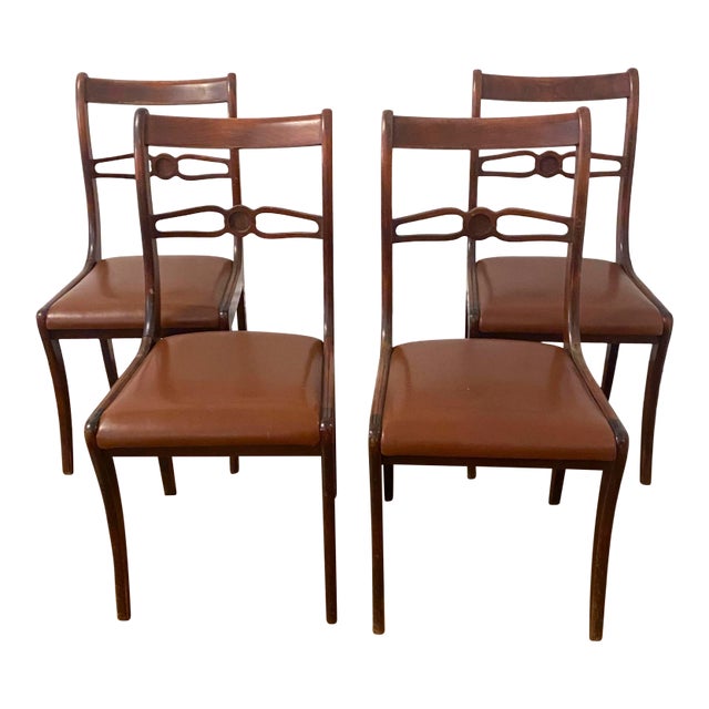 English Carved Mahogany Dining Chairs - Set of 4 For Sale