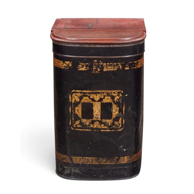 Metal Huge Antique Chinese Tole and Hardwood Tea Caddy For Sale - Image 7 of 7