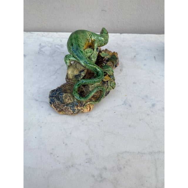 Ceramic Rare Majolica Palissy Lizard Joseph Landais Circa 1860 For Sale - Image 7 of 11