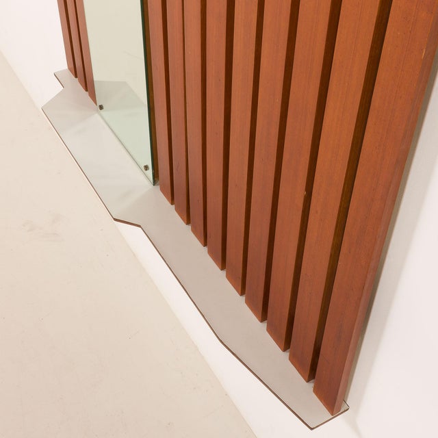 Metal Coat Rack in Teak with Mirror and Shelf, Italy, 1960s For Sale - Image 7 of 10