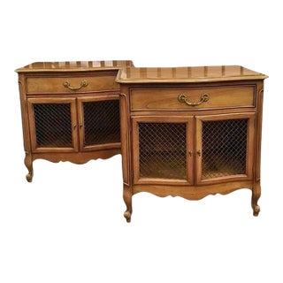 Mid 20th Century French Provincial Walnut Nightstands by Century Furniture - a Pair For Sale