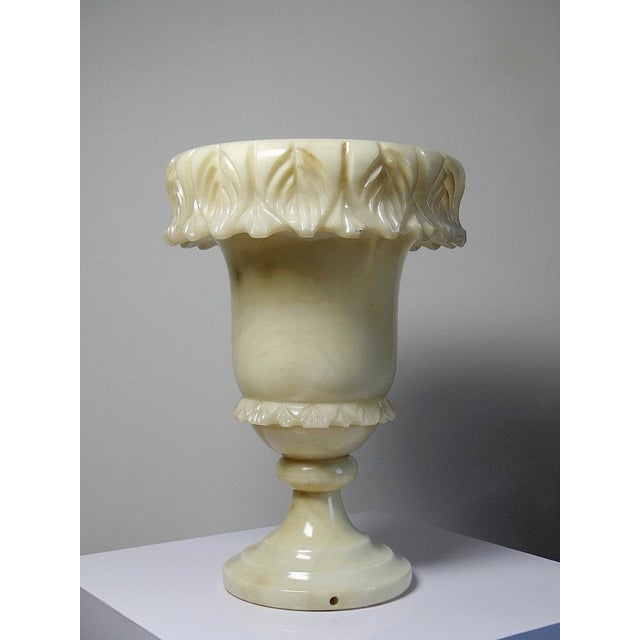 Textile Large Planter in White-Yellow Alabaster, 1930s For Sale - Image 7 of 16