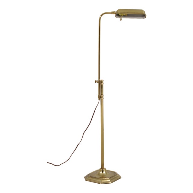 1980s Mid Century Modern Adjustable Brass Floor Lamp For Sale