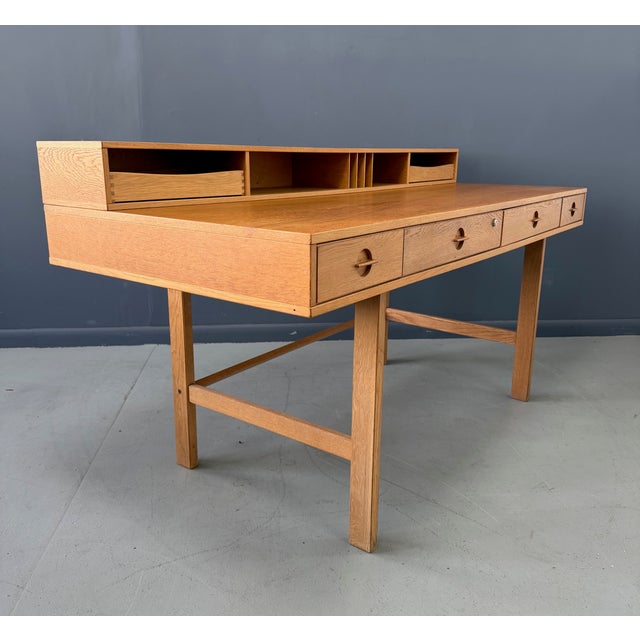 Peter Løvig Nielsen Vintage 1970s Danish Peter Lovig Mid Century Modern Desk in White Oak For Sale - Image 4 of 11