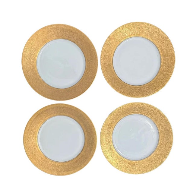 1920s Royal Bayreuth Bavaria 22KGold Trim Dinner Plates, S/4 For Sale - Image 5 of 8