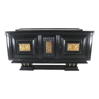 Attributed to James Mont, American, 1904-1978, Black Lacquered Sideboard - Circa Mid Century For Sale