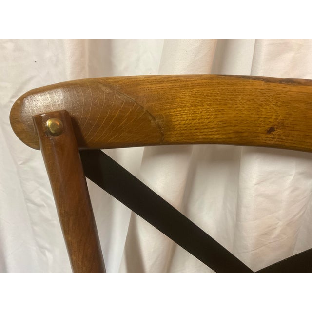 Mid 20th Century Mid 20th Century Thonet Style French Bistro Cross Back Chair With Woven Rattan Seat For Sale - Image 5 of 8