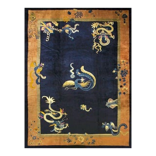 19th Century Chinese Peking Dragon Phoenix Flowers Carpet 10'2'' X 13'5'' Rug For Sale