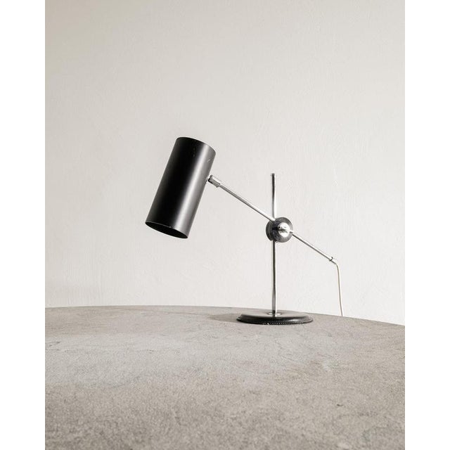Swedish Mid-Century 781B Desk Lamp in Black Leather, Metal & Chrome by Anders Pehrson, 1960s For Sale - Image 9 of 9