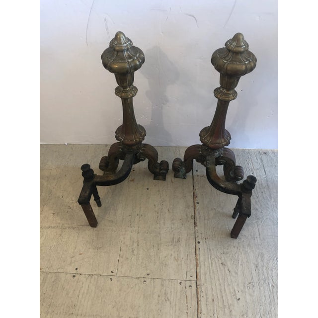 Mid 19th Century 19th Century Bronze Andirons Chenets For Sale - Image 5 of 11