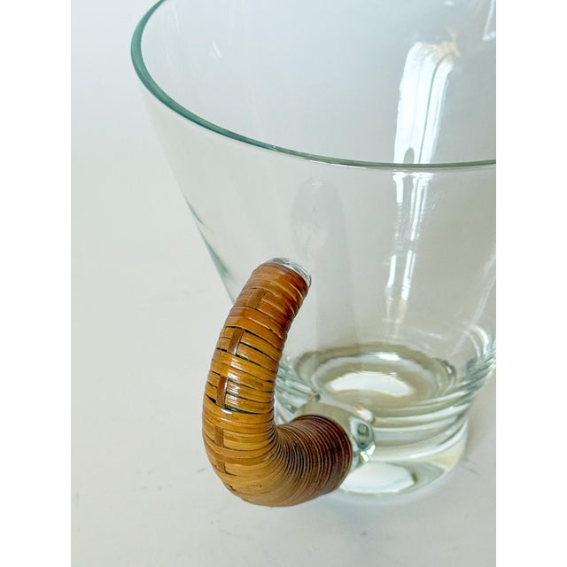 Transparent Mid Century Cane/Rattan Wrapped Cocktail Pitcher in the Design of Carl Auböck, Austria 1950s For Sale - Image 8 of 8