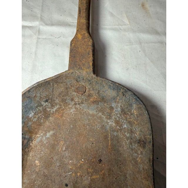 Antique 18th Century Wrought Iron Turned Brass English Fireplace Shovel Tool 14 For Sale - Image 9 of 12