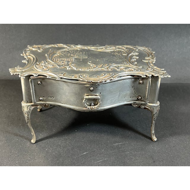Mid 19th Century Edwardian English William Comyns Sterling Silver Desk Form Jewelry Box For Sale - Image 5 of 18
