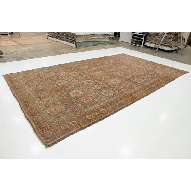 Persian Floral-Designed Antique Persian Malayer Wool Rug in Gray and Rust (Circa 1890s) For Sale - Image 3 of 10