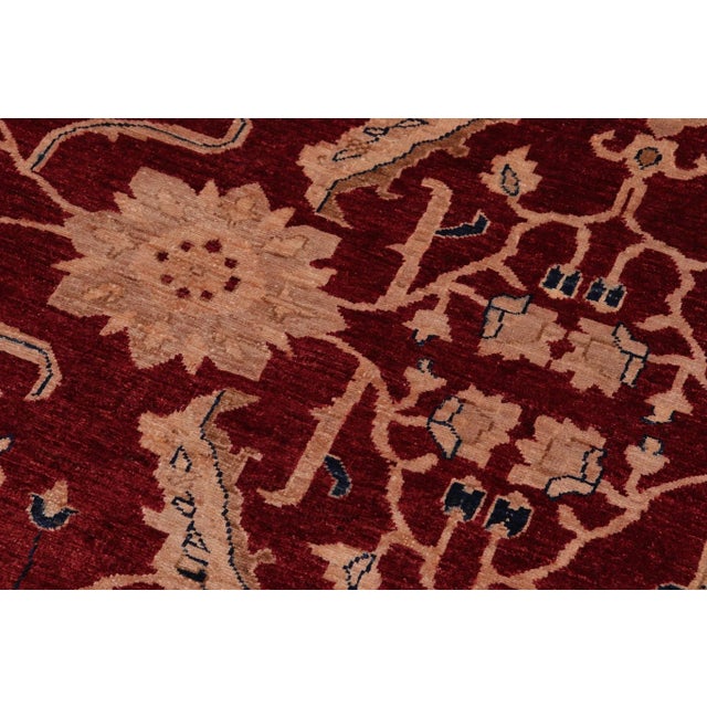 Shabby Chic Ziegler Red Blue Hand-Knotted Wool Rug - 9'3'' X 11'8'' For Sale In New York - Image 6 of 8
