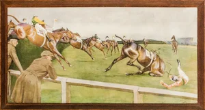 "The Grand National Canal Turn" Colour Plate by Cecil Aldin