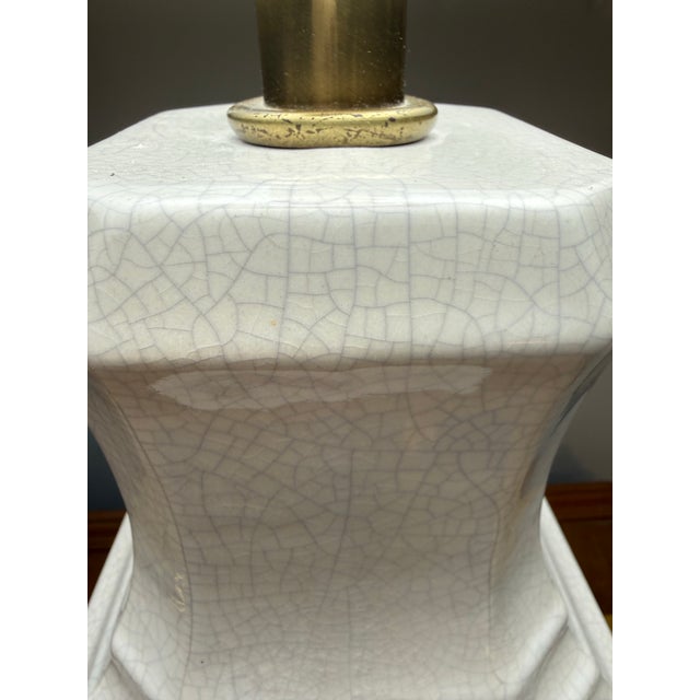 1960s Hollywood Regency Crackle Glaze Lamp Pair For Sale - Image 9 of 11