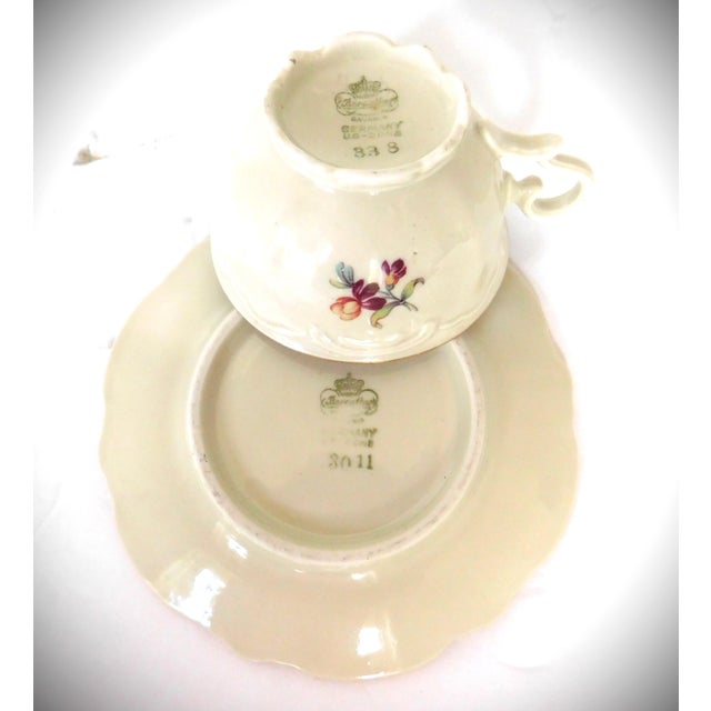 One of a Kind Vintage Bavaria Germany Porcelain Demi-Tasse Cups and Saucers, Set of Three For Sale - Image 9 of 10