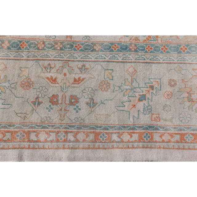 Textile Authentic Turkish Oushak Handmade Wool Rug For Sale - Image 7 of 7