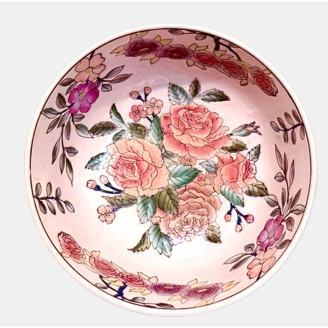 Ceramic Vintage Chinese Hand Painted Enameled Porcelain Bowls For Sale - Image 7 of 16