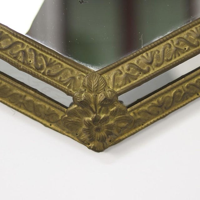 1920s Hall Mirror with Brass Frame, 1920s For Sale - Image 5 of 7