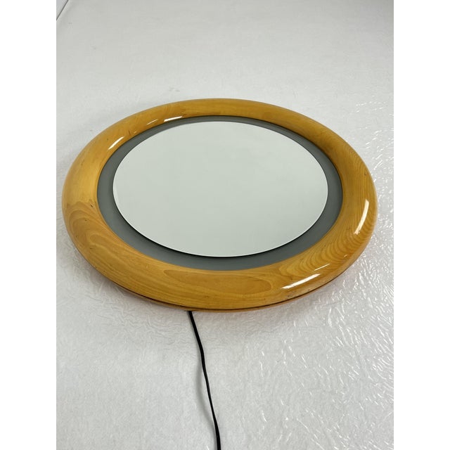 Backlit Circular Wall Mirror, Italy, 1970s For Sale - Image 3 of 8