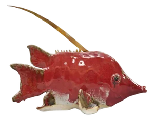 Vintage Mid Century Modern Ceramic Pottery Red Fish by Harry Guthrie Phillips