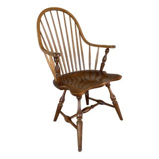 (A) Stickley Cherry & Oak Hoop Back Arm Chair For Sale