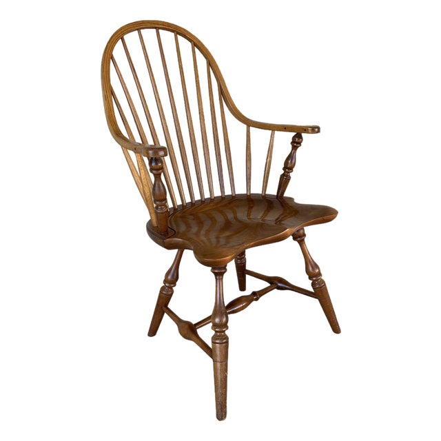 (A) Stickley Cherry & Oak Hoop Back Arm Chair For Sale