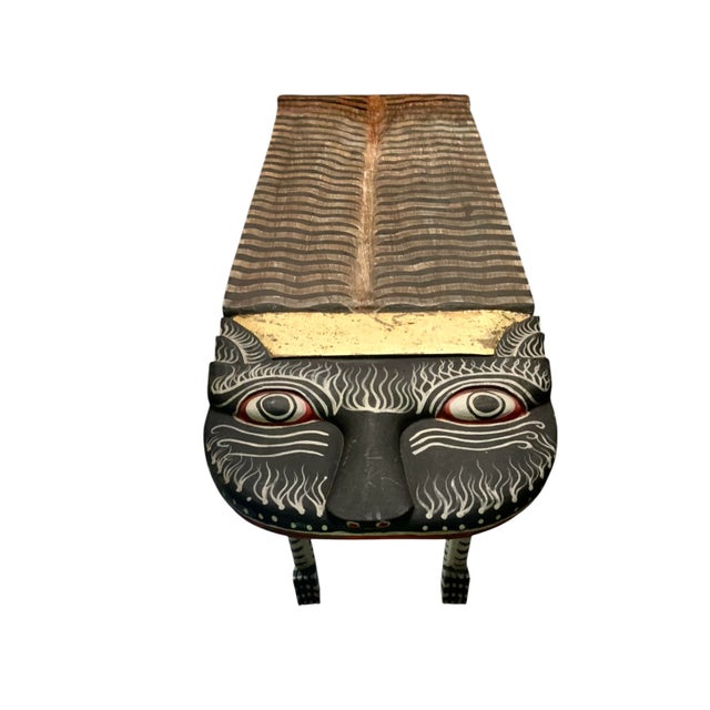 Late 20th Century Late 20th Century Tibetan Tiger Console Table, Hand-Carved & Painted Wood, Safari, 59"w For Sale - Image 5 of 10