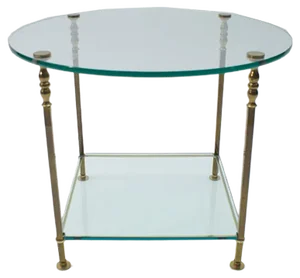 Italian Round Glass and Brass Coffee Table, 1970s
