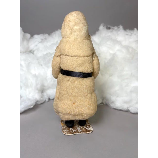 Christmas Antique German Cotton Batting Santa With Christmas Wreath For Sale In Raleigh - Image 6 of 11