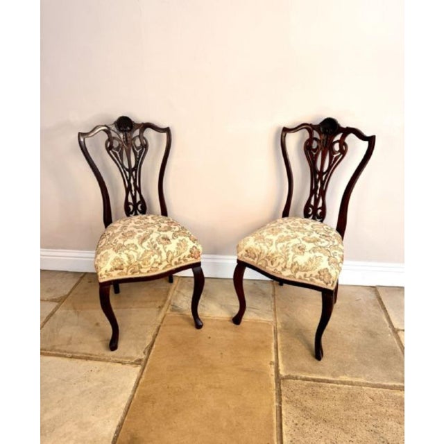 Antique Victorian Carved Mahogany Side Chairs, 1880, Set of 2 For Sale - Image 6 of 6