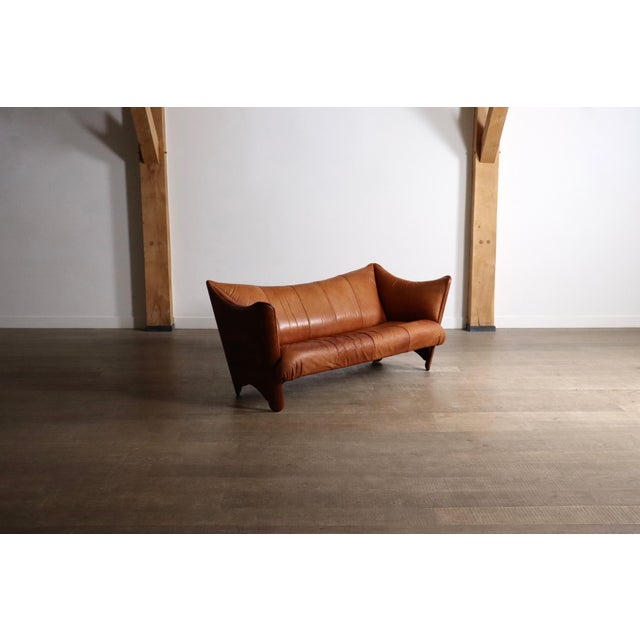 Mid-Century Cognac Leather and Wood Sofa from Pacific Green, Australia, 1970s For Sale - Image 4 of 18