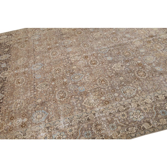 1960s Handmade Gray Antique Persian Tabriz All-Over Wool Rug For Sale In New York - Image 6 of 7