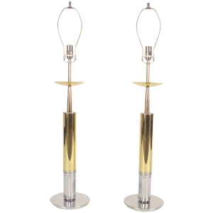Gold and Nickel Parzinger Style Table Lamps