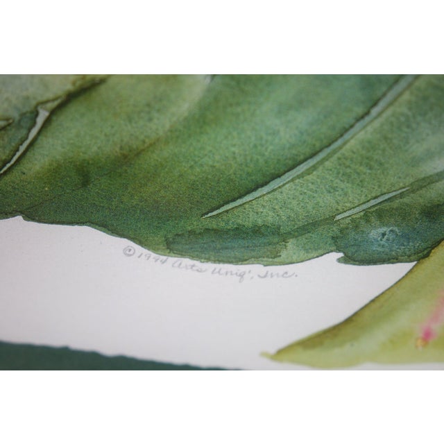 "Golden Bloom" - Late 20th Century Watercolor Print on Paper Signed, Framed For Sale - Image 4 of 7